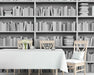 White Book Library on Self-Adhesive Fabric or Non-Woven Wallpaper