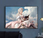 Beautiful Girl On Canvas Retro Pink Living Room Wall Décor Girl who reads Blue sky with clouds Classical Art Vintage Decor Victorian Woman one panel Paper Poster or Canvas Print Framed Wall Art