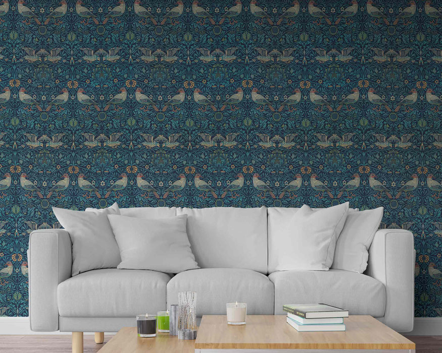 Beautiful Birds by William Morris on Self-Adhesive Fabric or Non-Woven Wallpaper