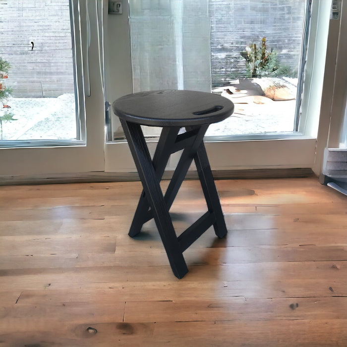 Black chair Folding wooden ash bar or kitchen stool