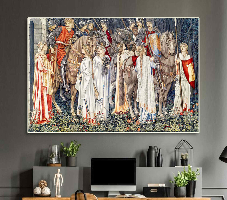 William Morris Holy Grail Retro Paper Poster or Canvas Print Framed Wall Art