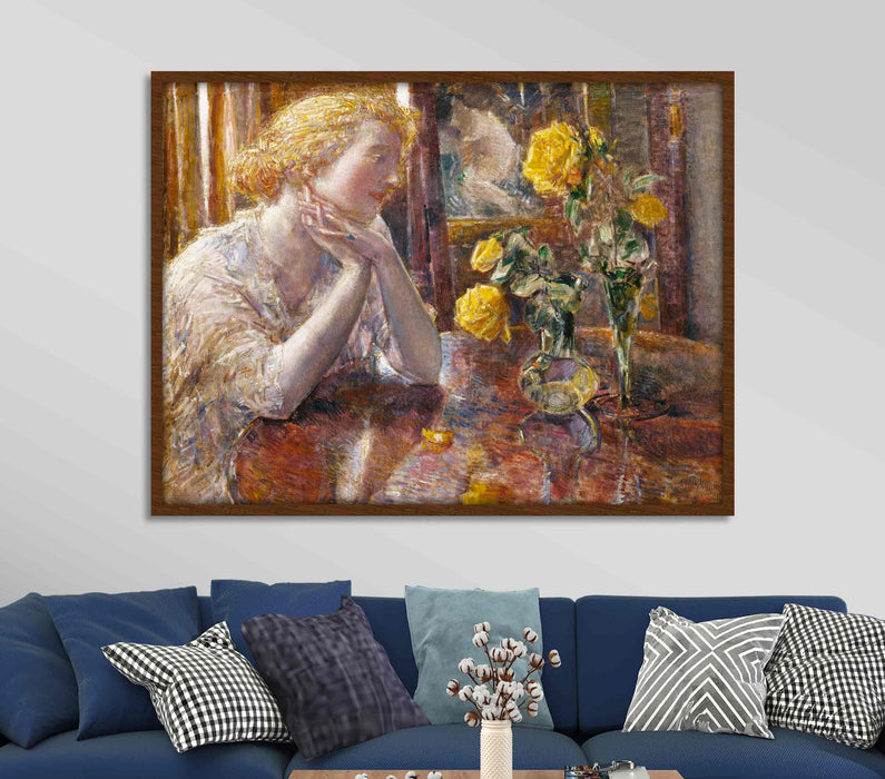 Childe Hassam Marechal Niel Roses Reproduction Poster or Canvas Print Framed Wall Art