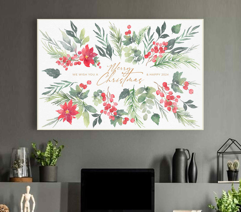 We Wish you a Very Merry Christmas & Happy 2024 Poster or Canvas Print Framed Wall Art