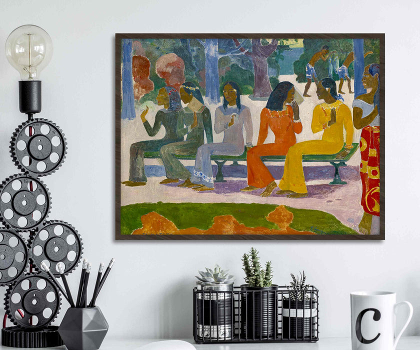 Paul Gauguin Reproduction Print We Shall Not Go to Market Today, Ta matete (Le Marché) Canvas Vintage Print  Paper Poster or Canvas Print Framed Wall Art