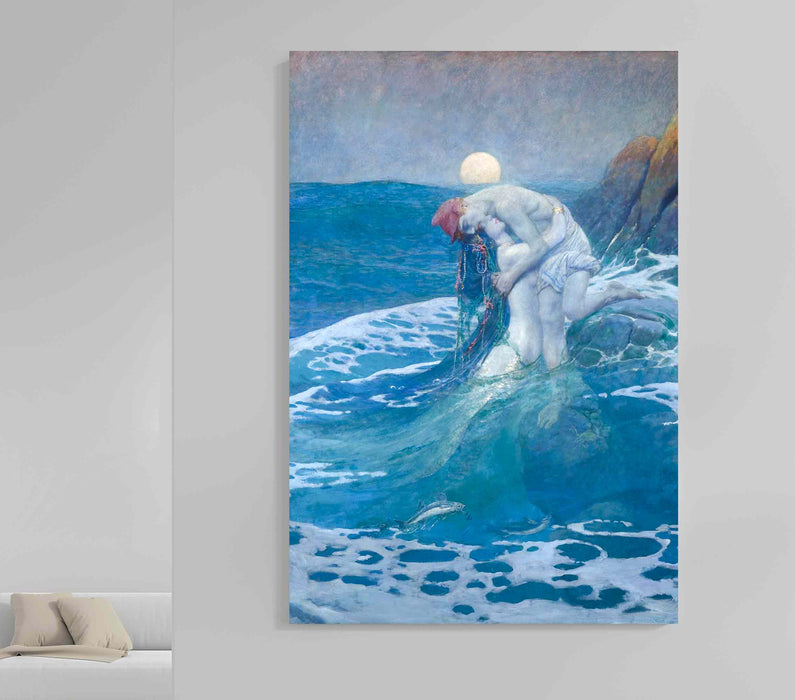 Mermaid by Howard Pyle one panel Paper Poster or Canvas Print Framed Wall Art