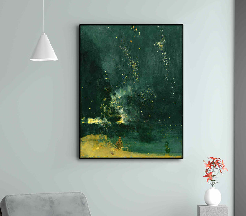 James Whistle - Nocturne In Black and Gold Paper Poster or Canvas Print Framed Wall Art