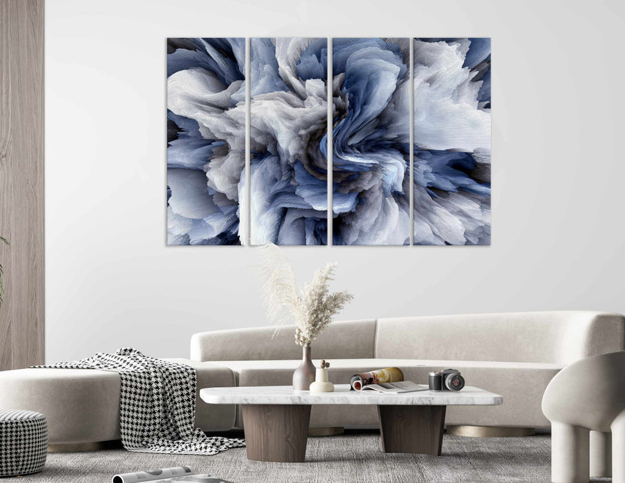 An Abstraction of Riotous Blue Paper Poster or Canvas Print Framed Wall Art