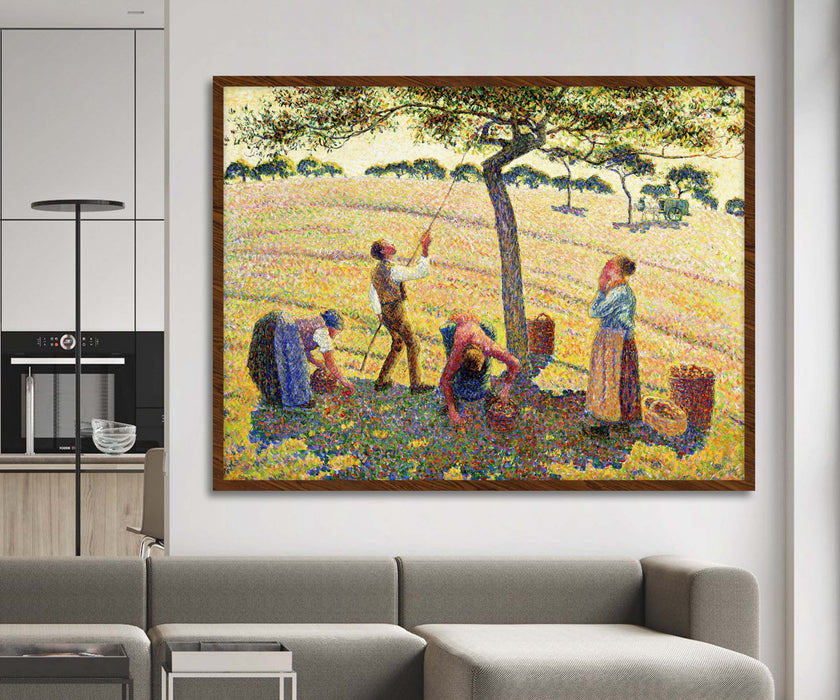 Rural Landscape Apple Picking in Eragna Reproduction by Camille Pissarro Paper Poster or Canvas Print Framed Wall Art
