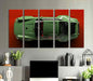 Green Beautiful Sports Car on Red Background Poster or Canvas Print Wall Art