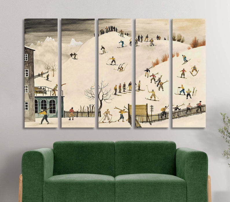 Skiers on the hill Franz Sedlacek Poster or Canvas Wall Art Print