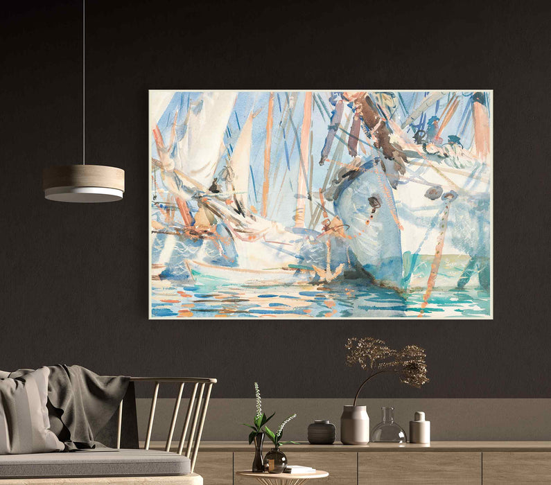 John Singer Sargent's White Ships Paper Poster or Canvas Print Framed Wall Art