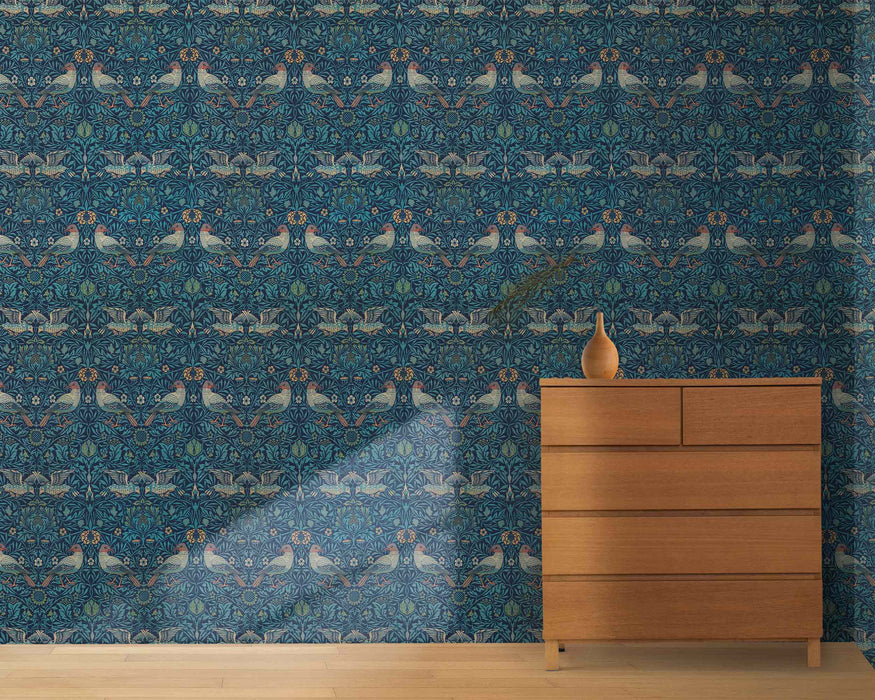 Beautiful Birds by William Morris on Self-Adhesive Fabric or Non-Woven Wallpaper