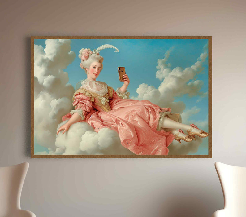 Madame Pampadour vintage decor Beautiful girl on canvas retro pink living room wall decor girl one panel paper poster or canvas print framed wall art
