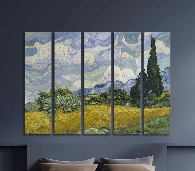 Wheat Field with Cypresses (1889) - Vincent van Gogh Reproduction Poster or Canvas Print Framed Wall Art