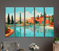 Retro art of a swimming pool overlooking the pool and the ocean Poster or Canvas Print Framed Wall Art 