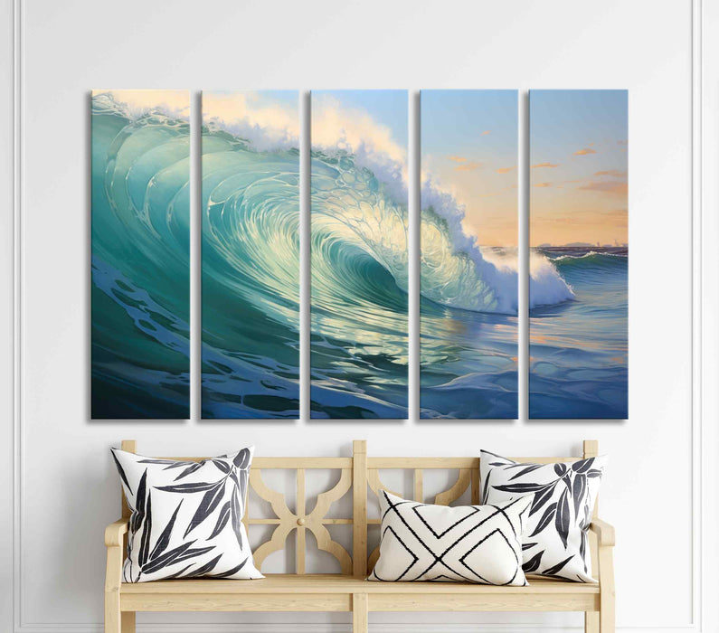 Beautiful Blue Big Wave Poster or Canvas Print Framed Wall Art