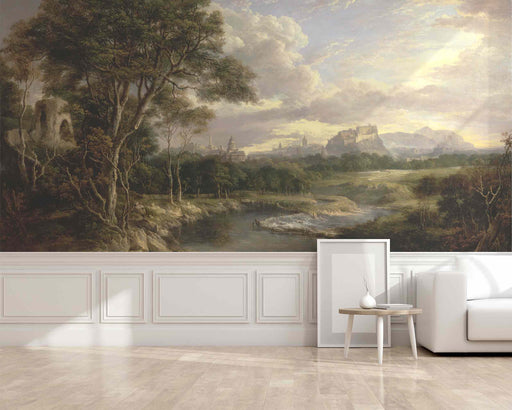Landscape With a Castle and a River on Self-Adhesive Fabric or Non-Woven Wallpaper