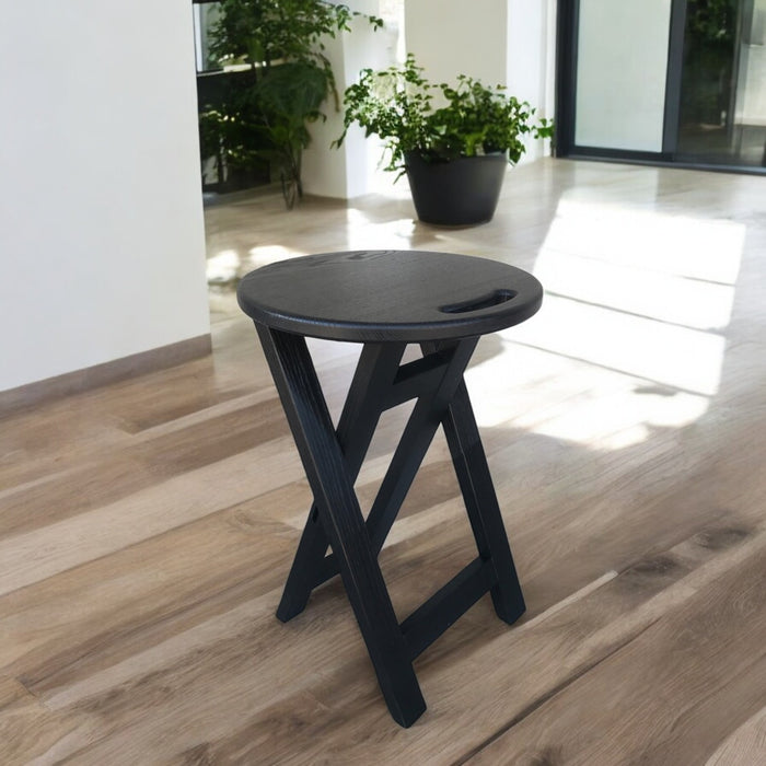 Black chair Folding wooden ash bar or kitchen stool
