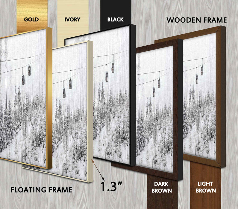 Snow Landscape Canvas or Poster Print Winter Photo Ski Cabin Lift Multi Paneled