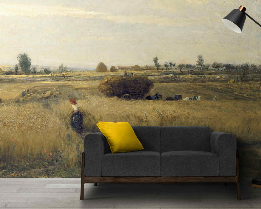 Rural Landscape Reproduction Mural Self-Adhesive Fabric or Non-Woven Nature Scene Wallpaper Rustic Wall Art