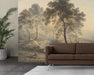 Vintage Rural Landscape Sunny Day on Green Hills on Self-Adhesive Fabric or Non-Woven Wallpaper