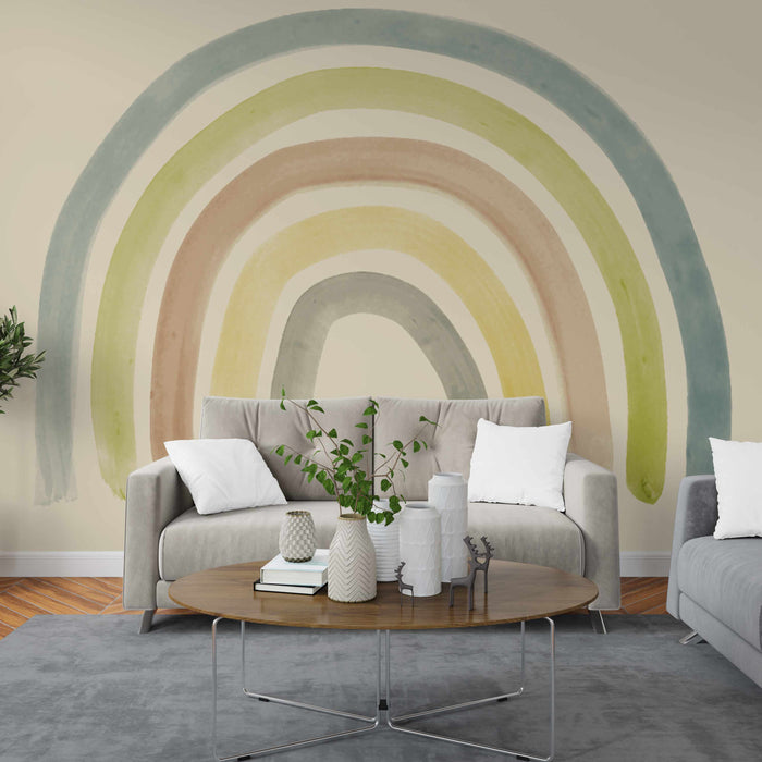 Scandinavian Children's Rainbow on Self-Adhesive Fabric or Non-Woven Wallpaper
