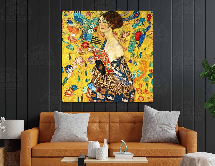SALE Gustav Klimt Lady with a fan 1917-1918 Art Reproduction Paper Poster or Canvas Print Framed Wall Art