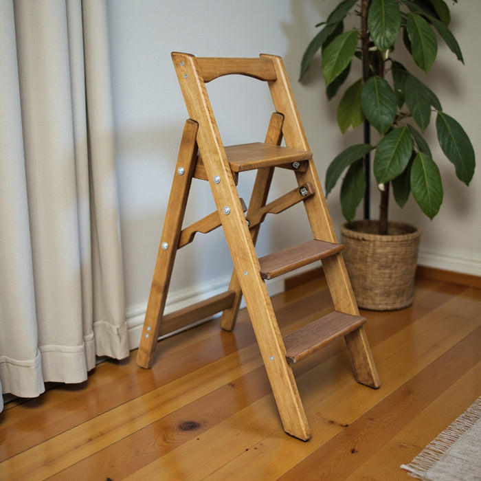 Small Folding wooden small step ladder 3 steps