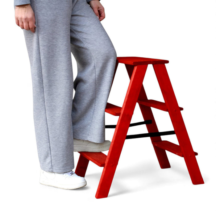 Natural Wooden folding small ladder