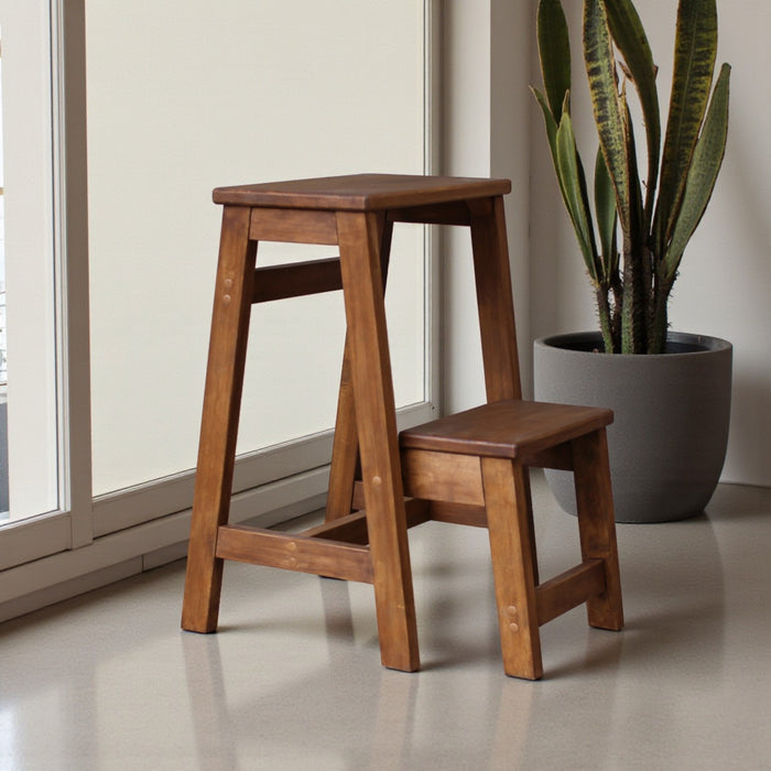 Solid Wooden Folding Stepladder Stool with two steps ladder