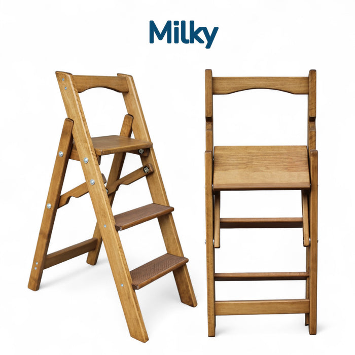 Small Folding wooden small step ladder 3 steps