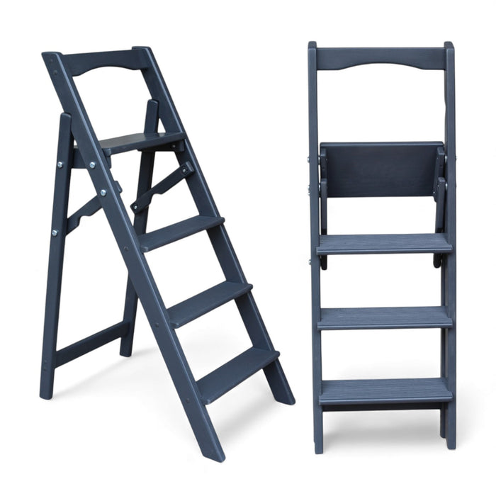 Folding wooden step ladder
