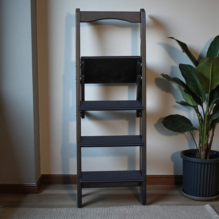 Folding wooden step ladder