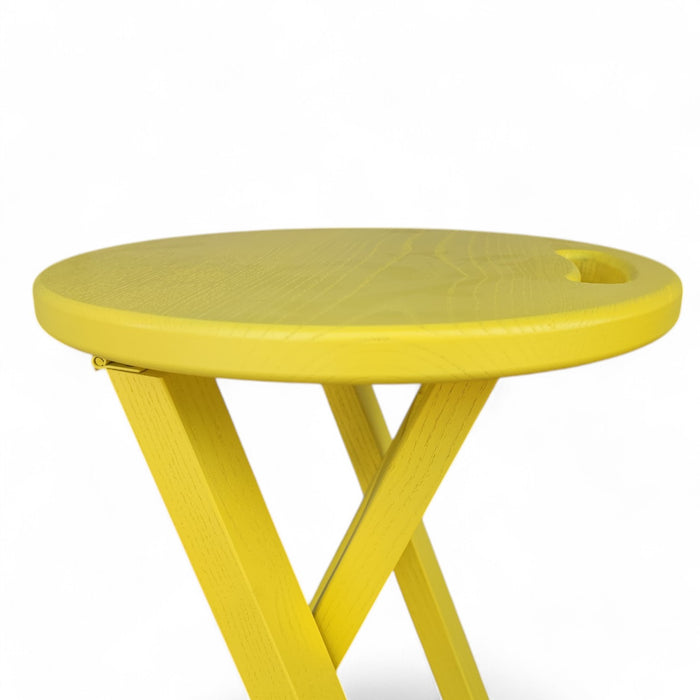 Yellow chair Folding wooden alder bar or kitchen stool