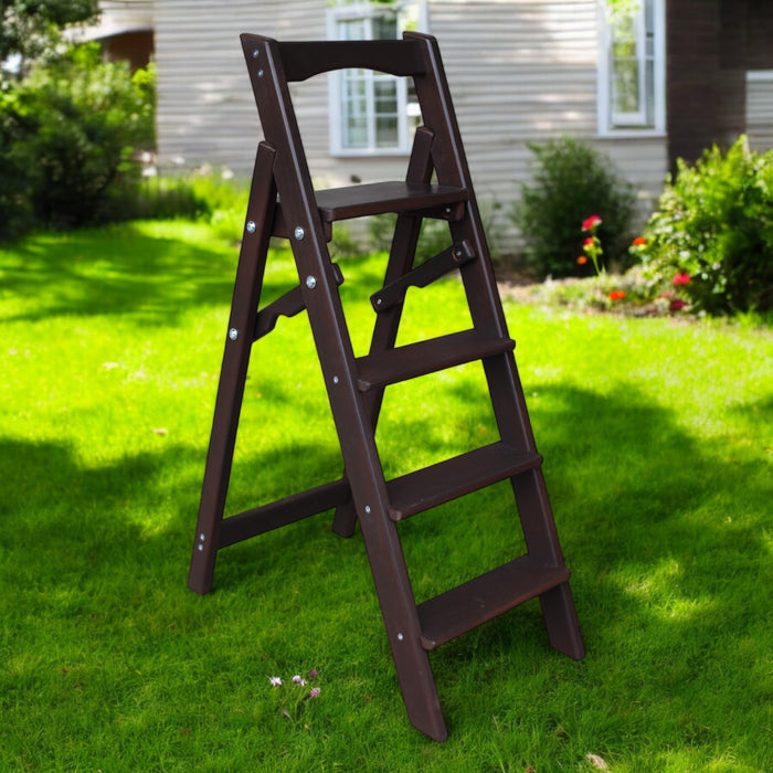 Folding wooden step ladder