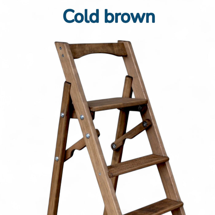 Folding wooden step ladder