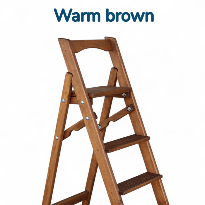 Folding wooden step ladder