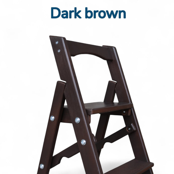 Folding wooden step ladder