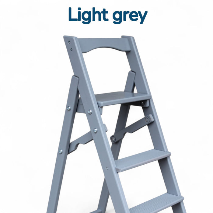 Folding wooden step ladder