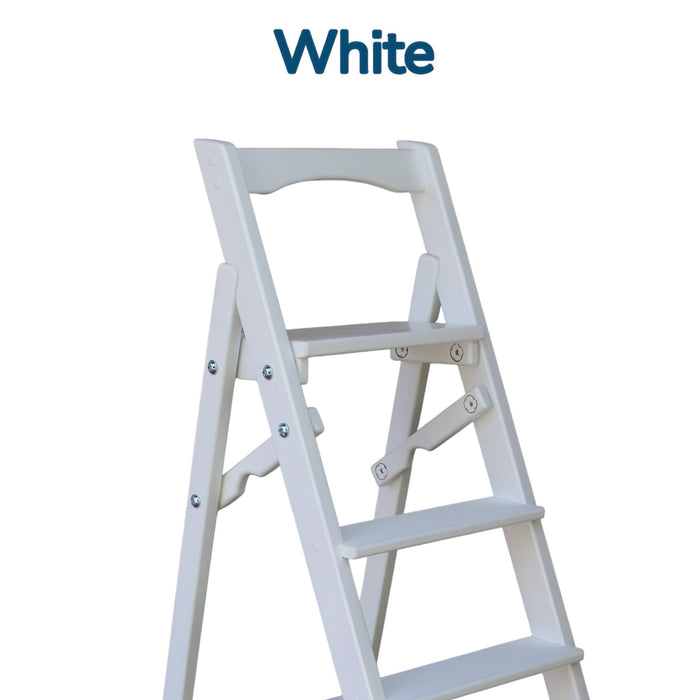 Folding wooden step ladder