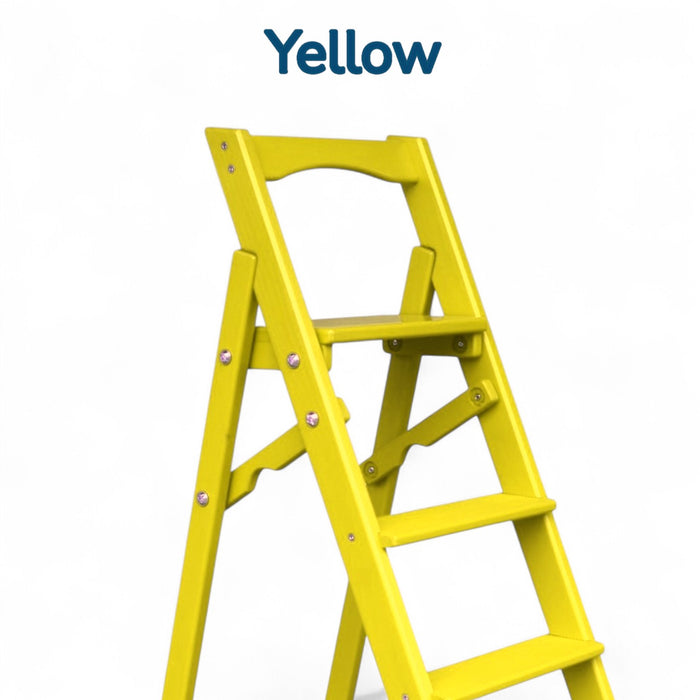 Folding wooden step ladder