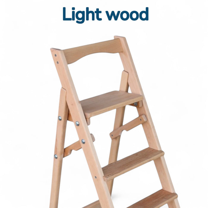 Folding wooden step ladder