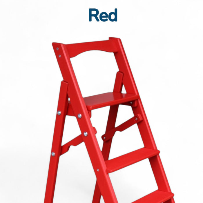Folding wooden step ladder
