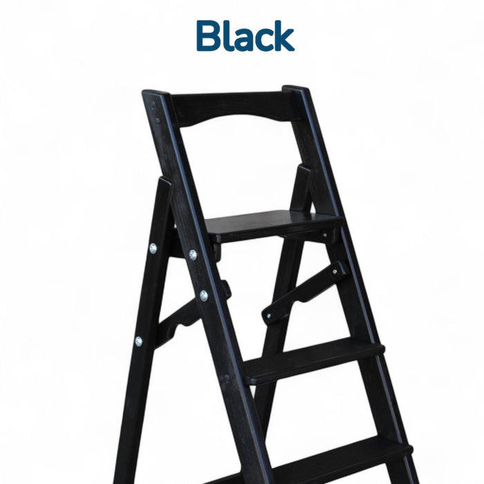 Folding wooden step ladder
