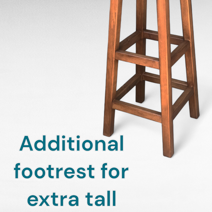 Dark brown Tall Wooden Bar Stool Made of Natural Alder Wood High Chair for Bar or Kitchen
