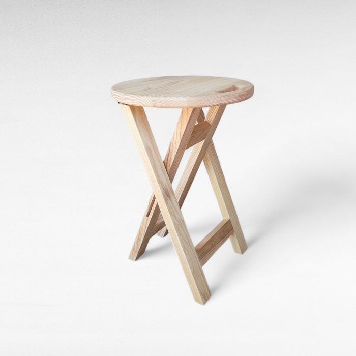 Natural wood chair Folding wooden ash bar or kitchen stool