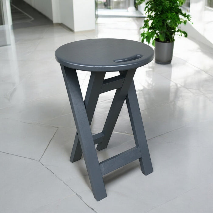 Gray graphite chair Folding wooden ash bar or kitchen stool