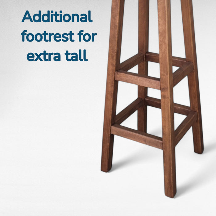 Tall Wooden Bar Stool Adam and Eve for Home Cafe or Pub High Chair with Ergonomic Shape for Man and Woman
