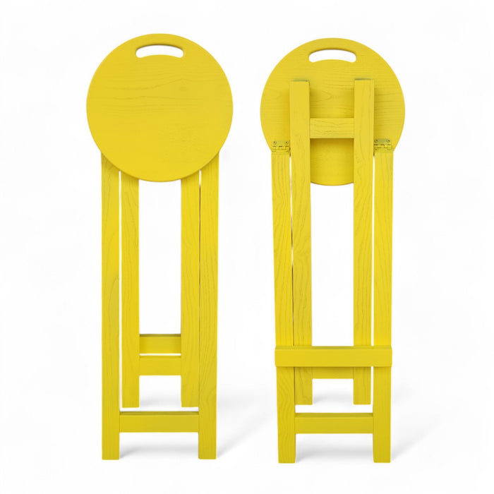Yellow chair Folding wooden alder bar or kitchen stool