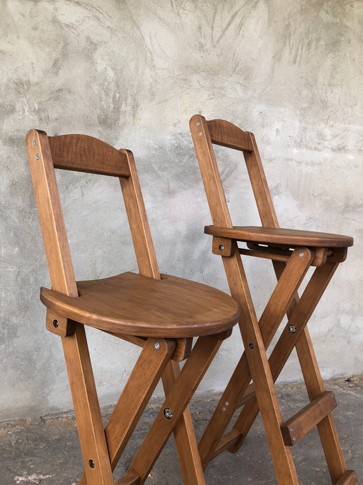 Tall wooden folding chair for kitchen or bar counter